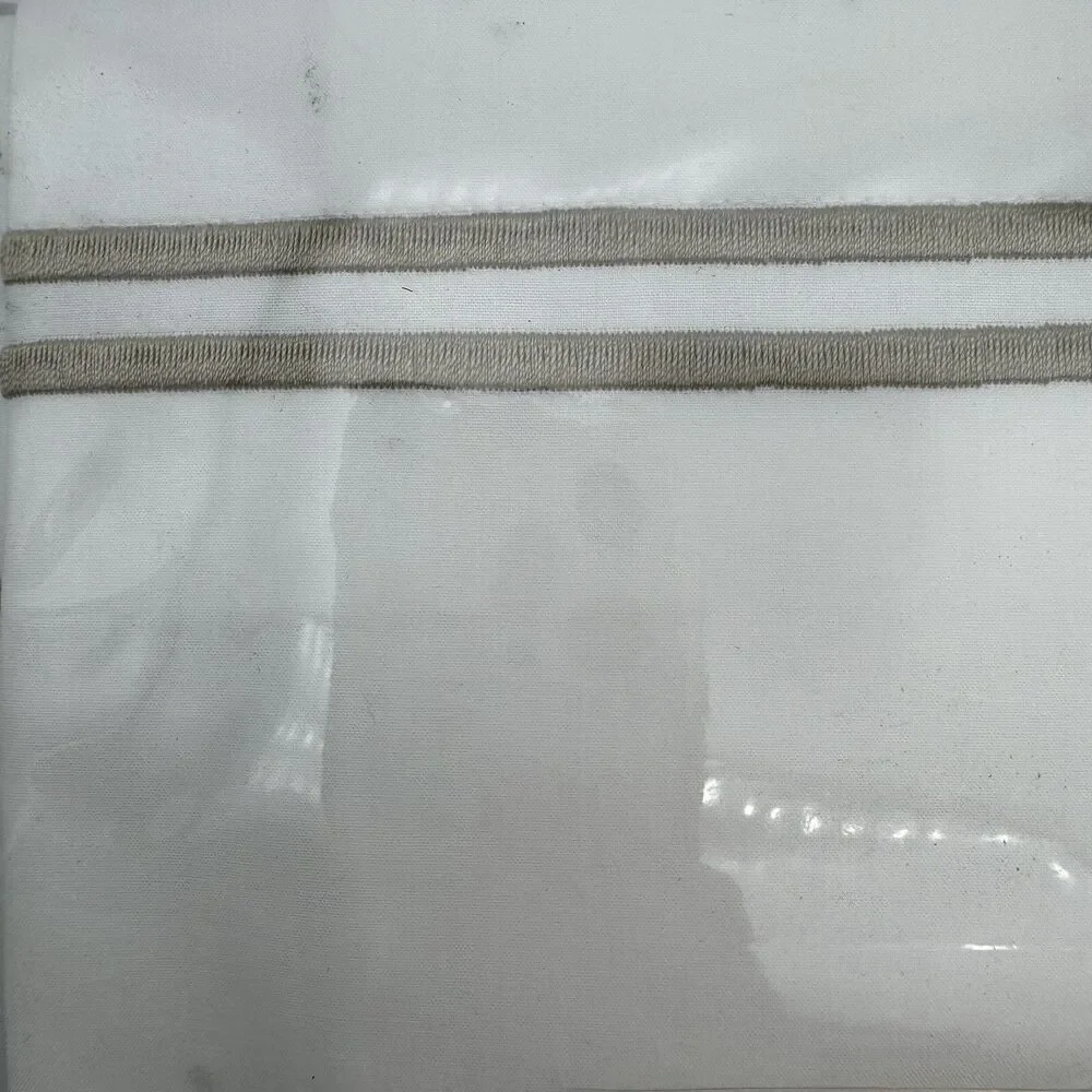 Eastern Accents Enzo Satin Stitch Euro Sham - Taupe/White - NEW NIP 27x27